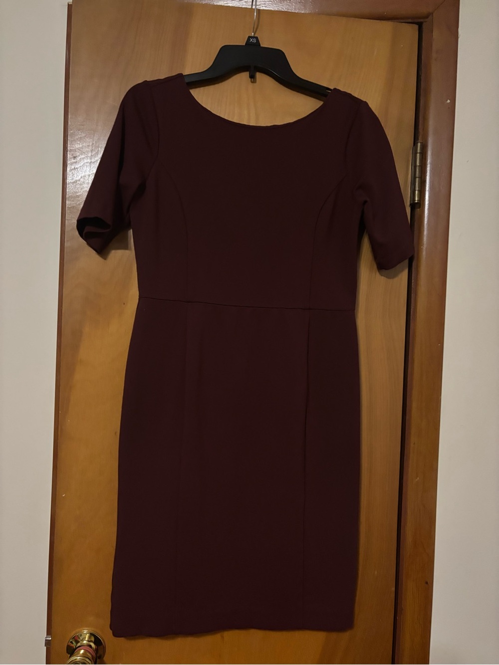 Classic Burgundy Sheath Dress - Women's Tailored Short Sleeve Ann Taylor size 6